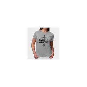 Camiseta Feminina Cinza Mescla Jesus É O Caminho A Verdade E A Vida -