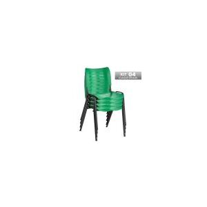 Kit 4 Cadeira Empilhável Iso Fixa Escolar Verde Para Escritório Recepç
