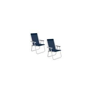 2 Cadeiras De Praia Alta Conforto Aluminio Sannet Azul  Mor E Lazer